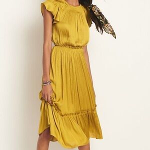 Anthropologie Dodie Midi Dress - Mustard